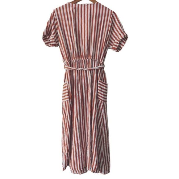J Gee Orange and white striped Midi dress Medium - Picture 3 of 5